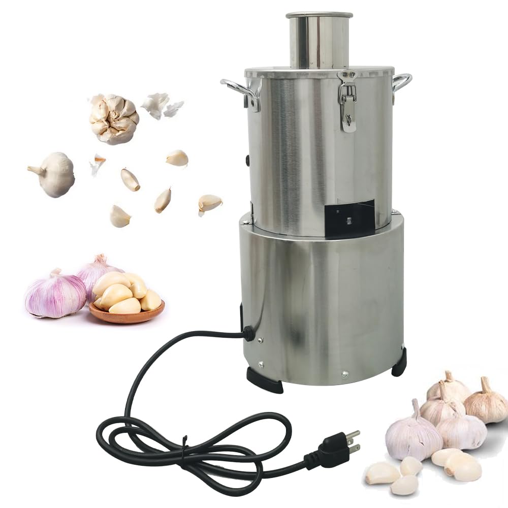 Automatic Electric Stainless Steel Garlic Peeler Machine - Whole Dry Garlic Peeling & Separator with Pure Copper Core Motor (110V) - Perfect for Restaurants, Canteens & Commercial Kitchens