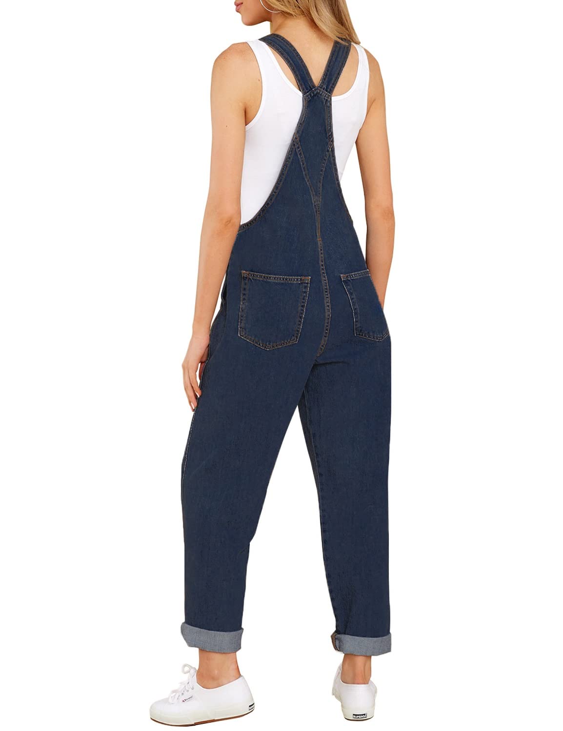 Luvamia Women's Casual Stretch Adjustable Denim Bib Overalls - High Waist Comfortable Jumpsuit for Work, Outdoor & Daily Wear