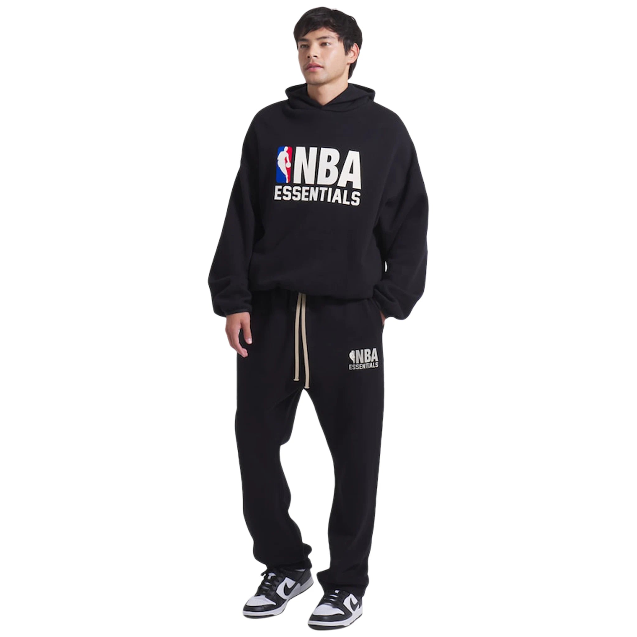 Fear of God Essentials x NBA Black Hoodie - Men's Streetwear Pullover for Basketball Fans | Perfect for Casual Wear, Gym & Outdoor Activities