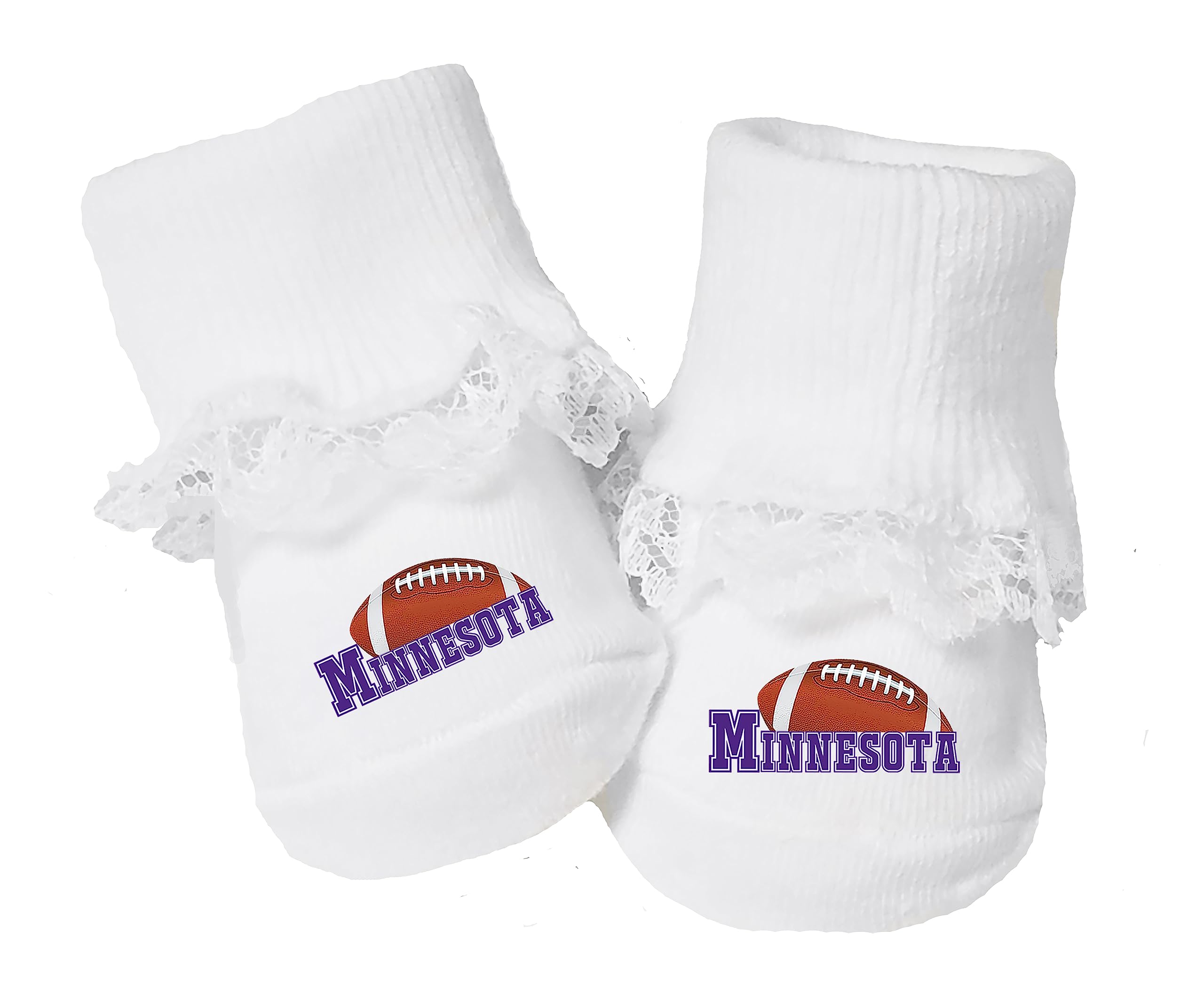 Minnesota Vikings Baby Toe Bootie Socks with Lace Trim - Soft Non-Slip Infant Socks for Game Day, Photo Shoots & Special Occasions