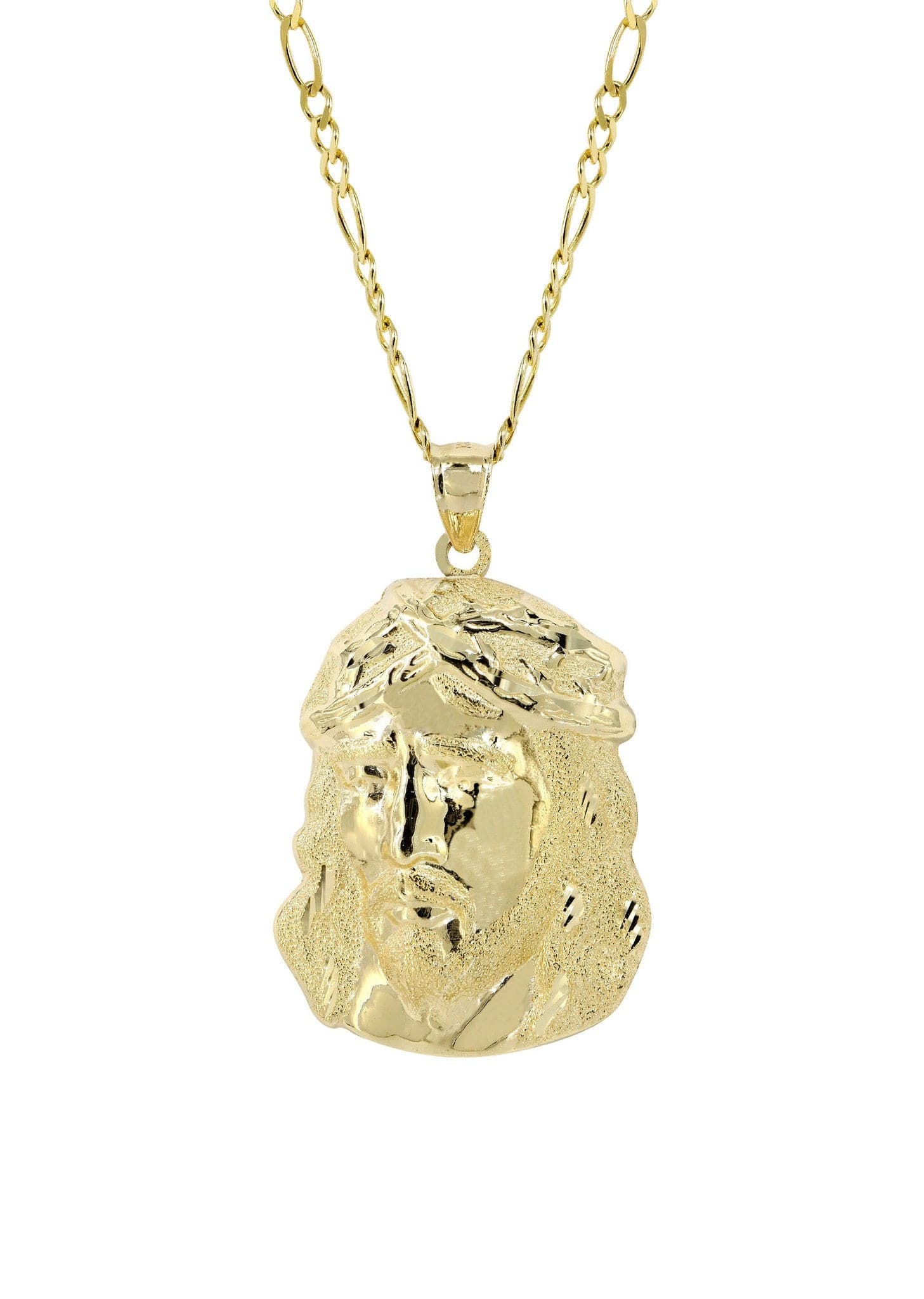 10K Yellow Gold Figaro Jesus Piece Chain - 9.6 Grams | Religious Jewelry for Men & Women | Perfect for Church, Gifts & Everyday Wear