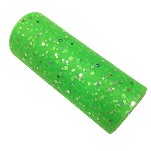 2 Rolls 25 Yards Glitter Sequin Tulle Fabric - 6 Inch Wide Tulle Roll Spool for DIY Sewing, Tutu Skirts, Baby Girl Dresses & Table Decorations (Pine Green) - Perfect for Wedding, Party & Home Decor