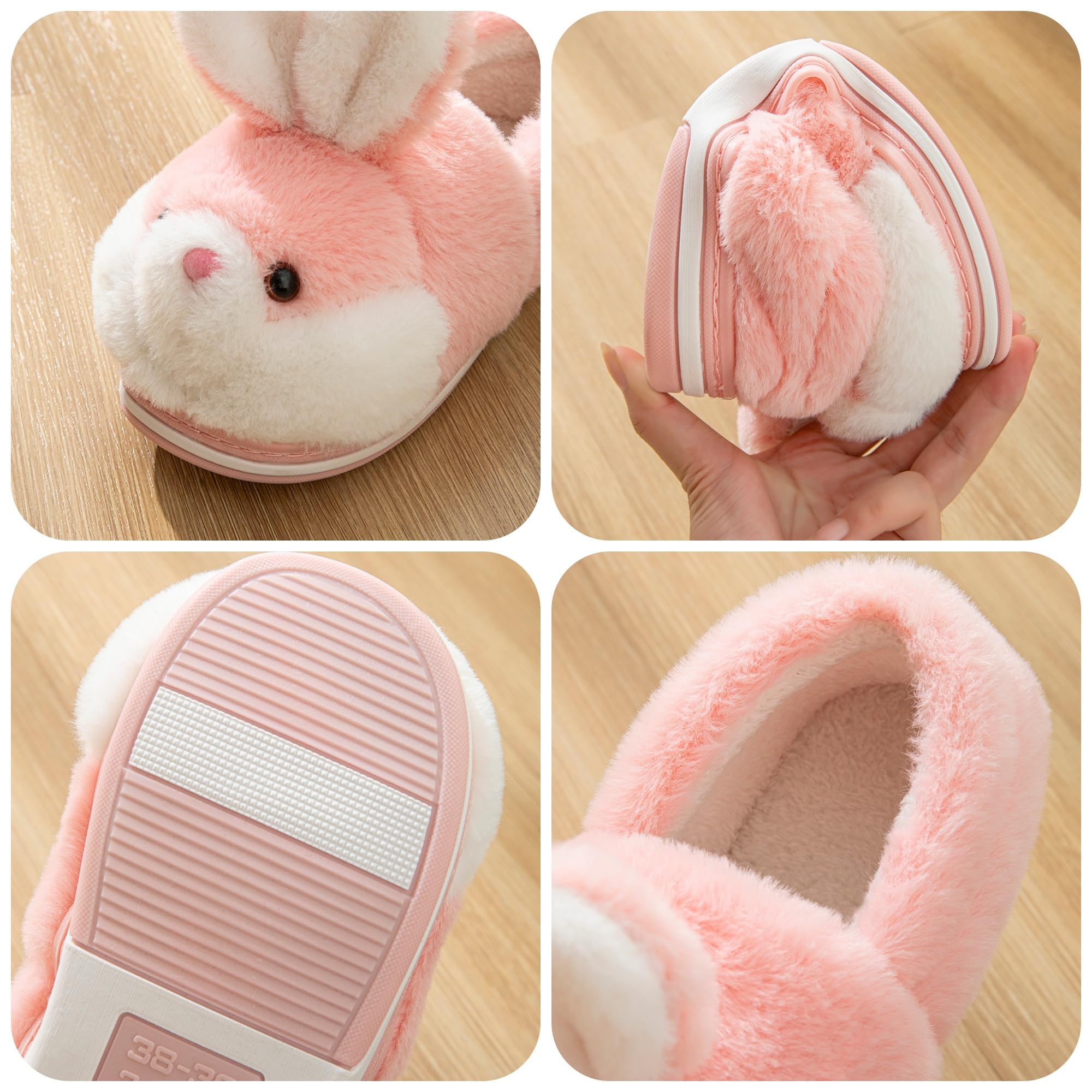 LANFIRE Women's Fuzzy Rabbit Slippers - Cozy Plush Winter House Shoes for Indoor Comfort, Warm & Soft Cotton Slippers for Women - Perfect for Home, Lounge & Gift Giving