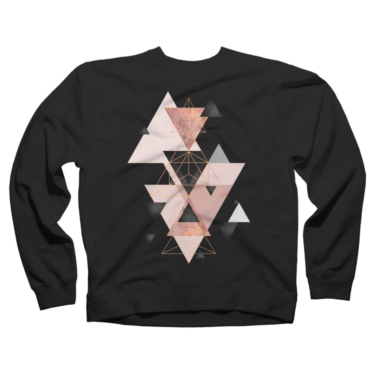 Jaggedhues Geometric Triangles Blush & Rose Gold Unisex Sweatshirt | Trendy Casual Wear for Men & Women | Perfect for Street Style, Lounge & Everyday Outfits