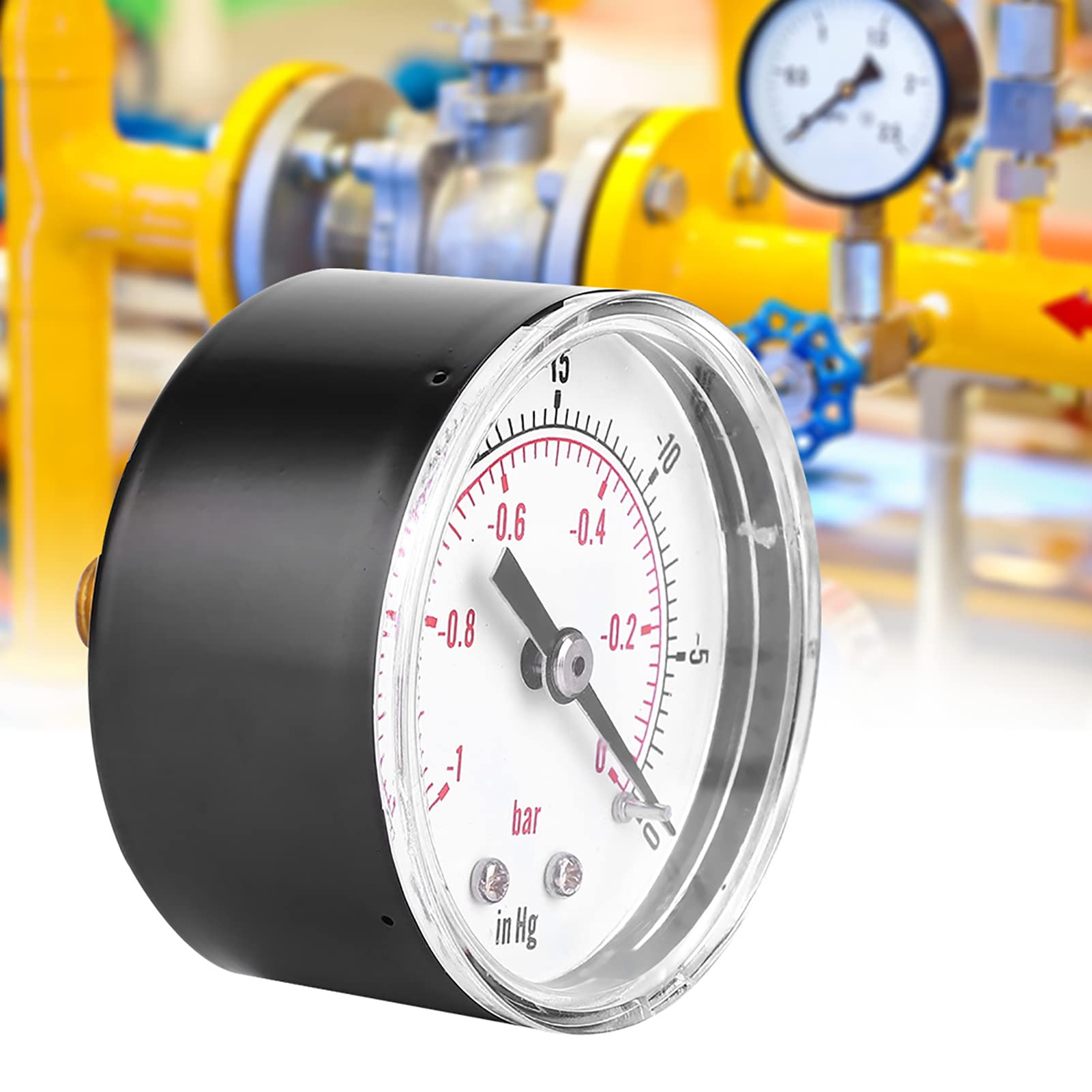 1/8 BSPT Back Connection Vacuum Gauge with Clear Transparent Cover - Accurate Pressure Measurement for Air, Water, Oil & Gas - Ideal for HVAC, Automotive & Industrial Applications