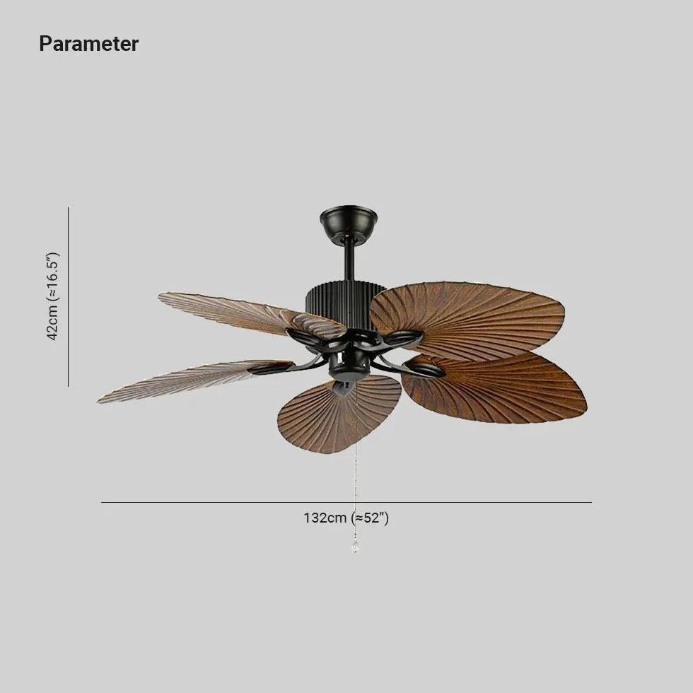 Vintage 5-Blade Ceiling Fan with Leaf Design - Perfect for Living Room, Bedroom, and Outdoor Patio Cooling