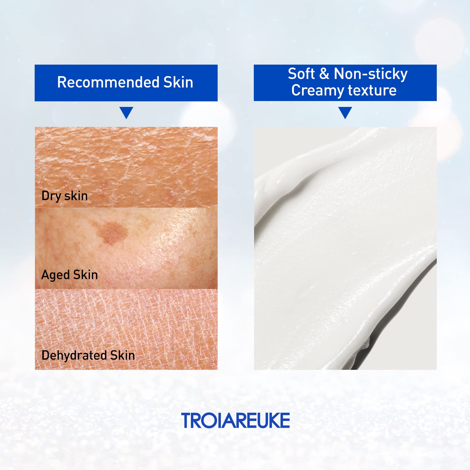 TROIAREUKE Energy Cream - Deep Nourishing Facial Moisturizer with Bifida, Galactomyces & Peptides | Korean Night Cream for Dry, Dehydrated & Combination Skin | Perfect for Nighttime Skincare Routine & Anti-Aging Care