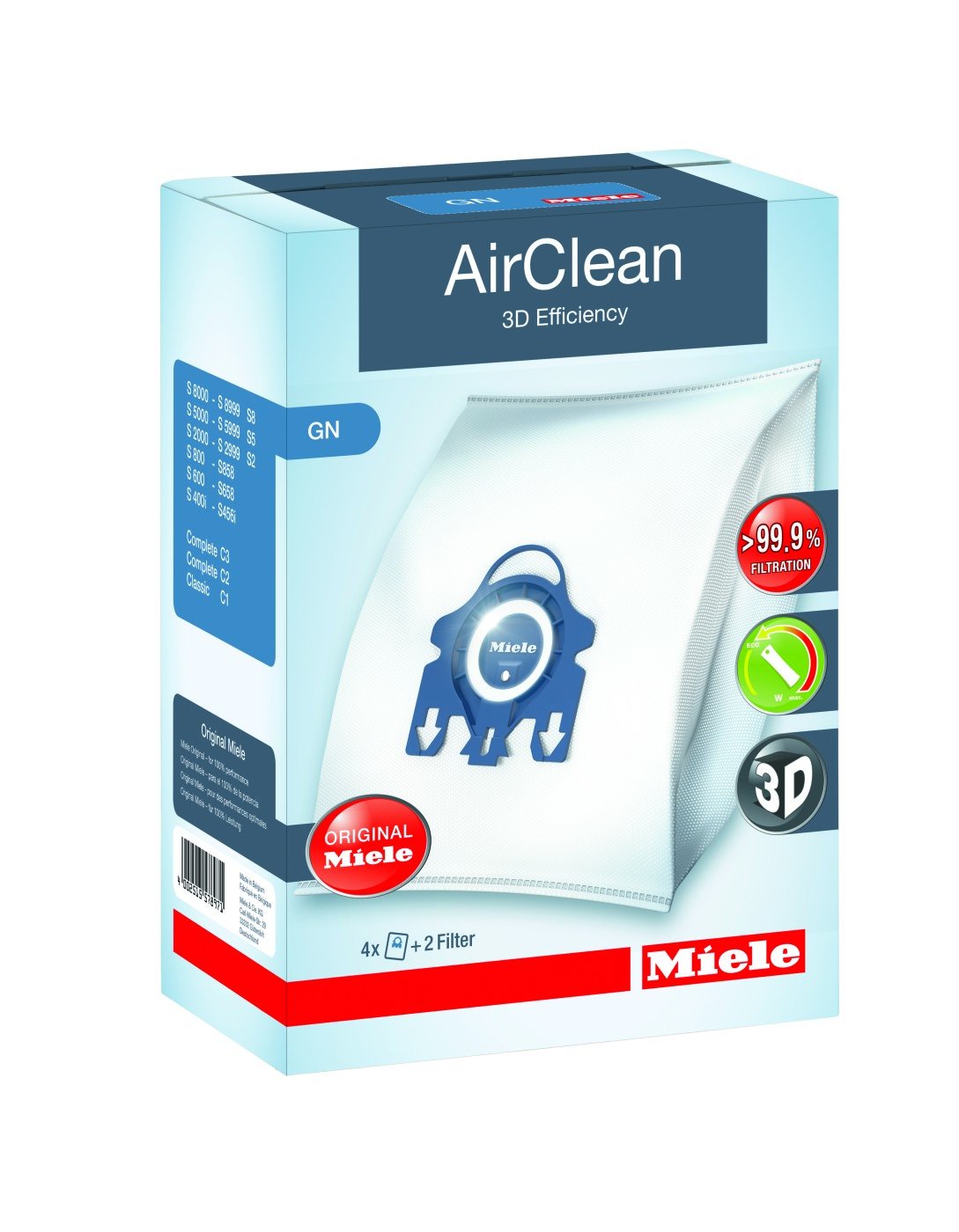 Miele Active AirClean Filter with TimeStrip & Miele AirClean 3D GN Vacuum Cleaner Bags - Premium HEPA Filtration for Pet Hair, Allergies & Dust - Compatible with Miele Vacuum Cleaners for Home Cleaning