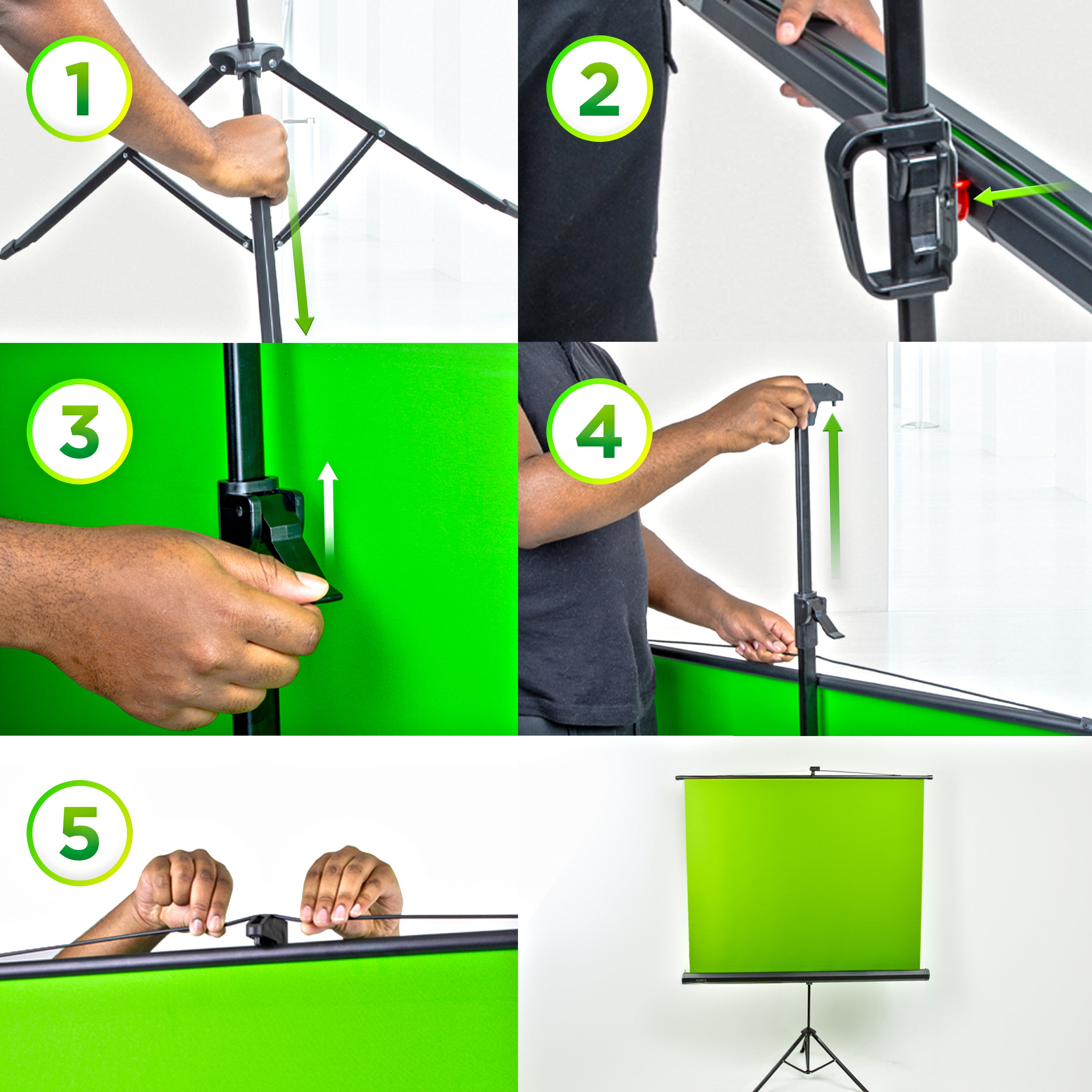 Duronic TPS13 GN Portable Green Screen Backdrop with Tripod Stand - Foldable, Crease-Free Projection Screen for Home Office, Video Conferencing, YouTube Videos & Live Streaming - Perfect for Artists, Gamers & Content Creators