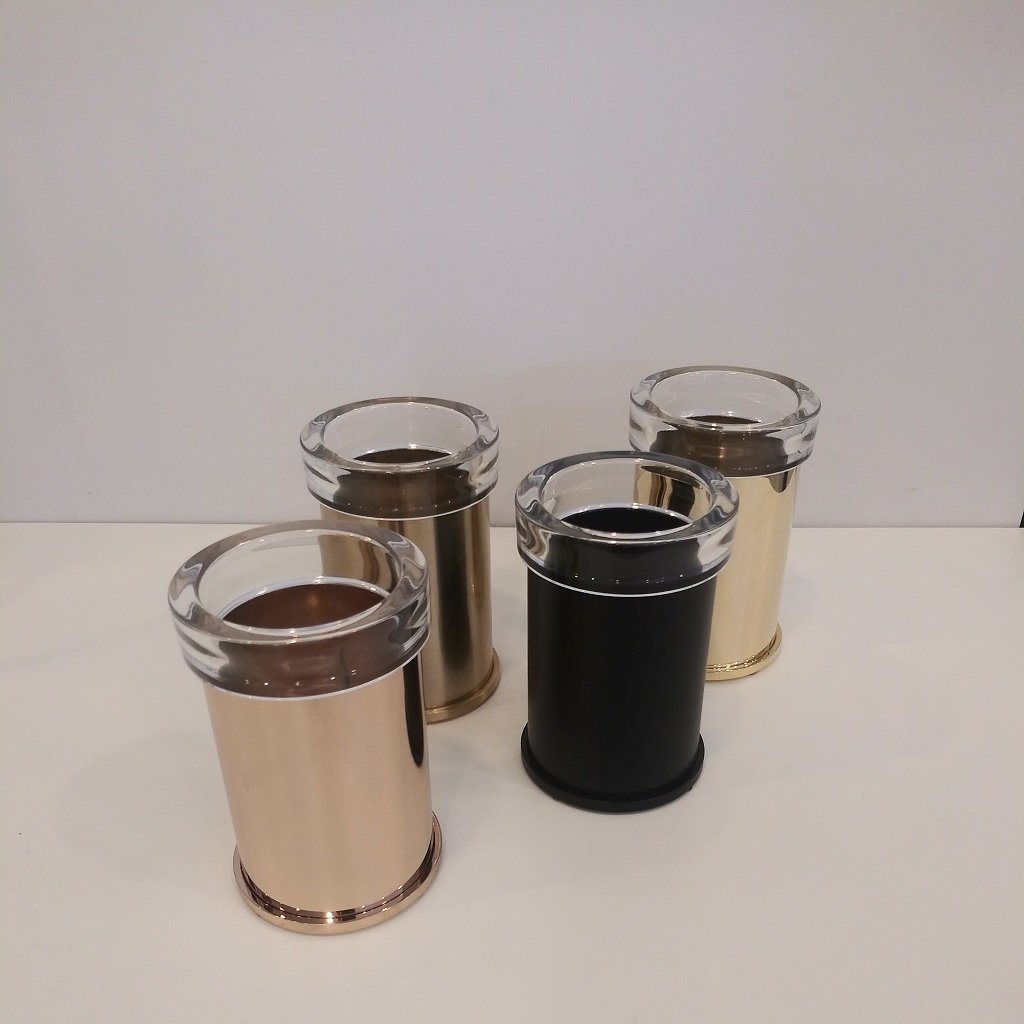 Premium Standing Toothbrush Holder - 3-Pack Brass, Glass & Bronze Gold Bathroom Organizer for Modern Home Decor | Perfect for Countertops, Vanities & Guest Bathrooms