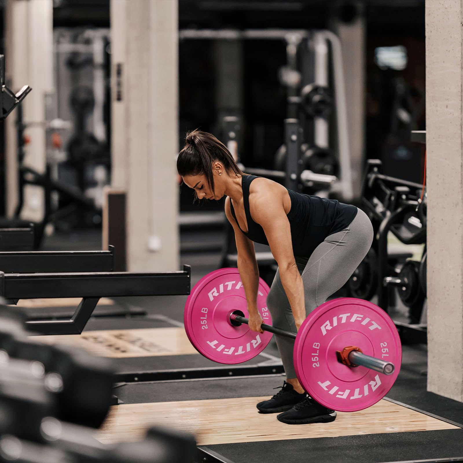 RITFIT 2 Inch Olympic Barbell Weight Plates - Pink Bumper Plates with Steel Insert for Strength Training, CrossFit, Home & Gym Workouts - Durable Fitness Equipment for Weightlifting & Powerlifting