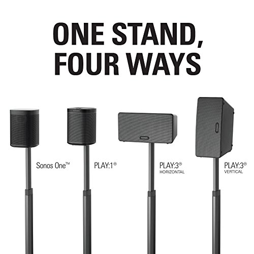 Sanus Adjustable Height Wireless Speaker Stands for SONOS ONE, ONE SL, Play:1 & Play:3 - Tool-Free 16
