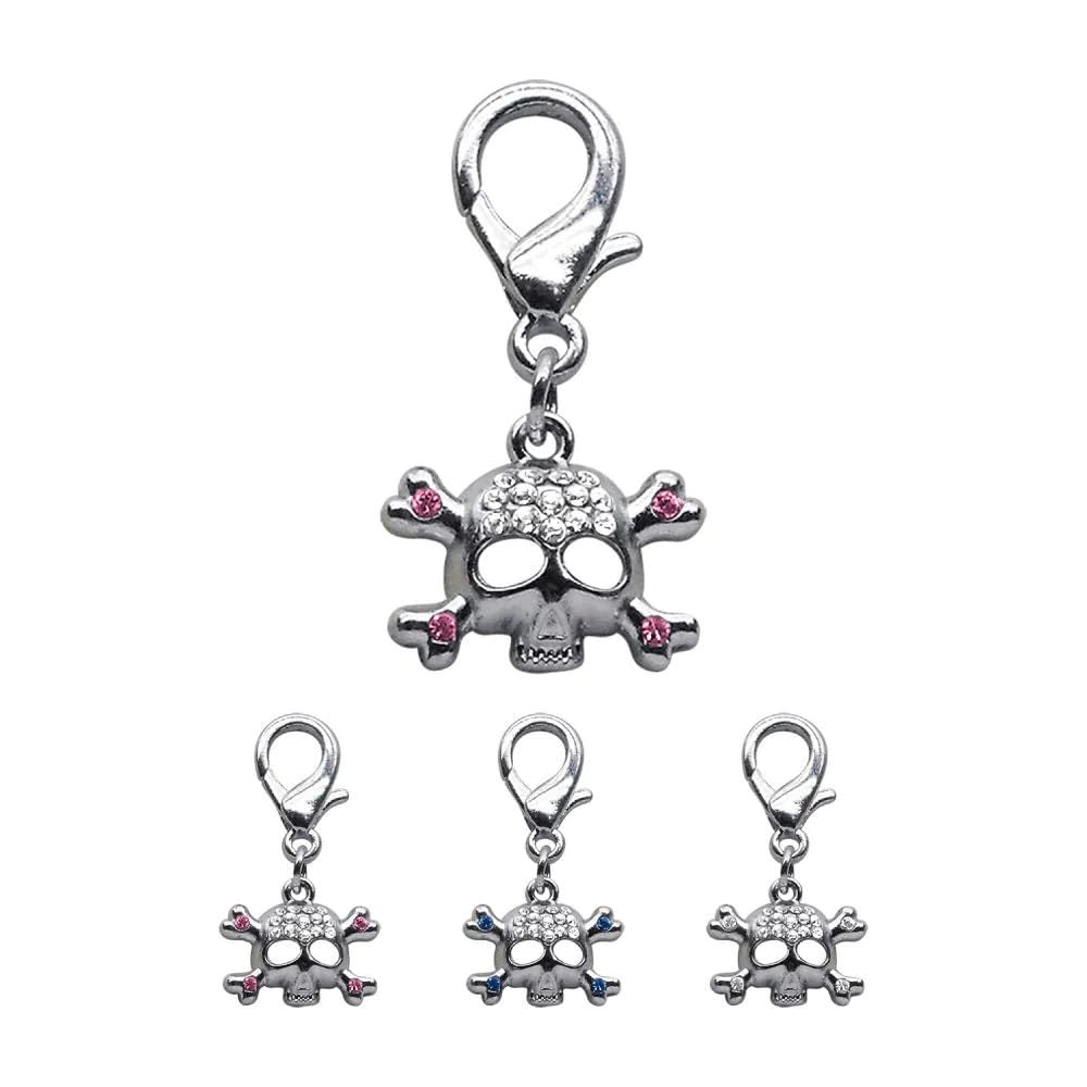 Pink Lobster Claw Skull Charm Pendant - Gothic Jewelry for Necklace, Bracelet & DIY Crafting (Halloween, Punk Style Accessories)