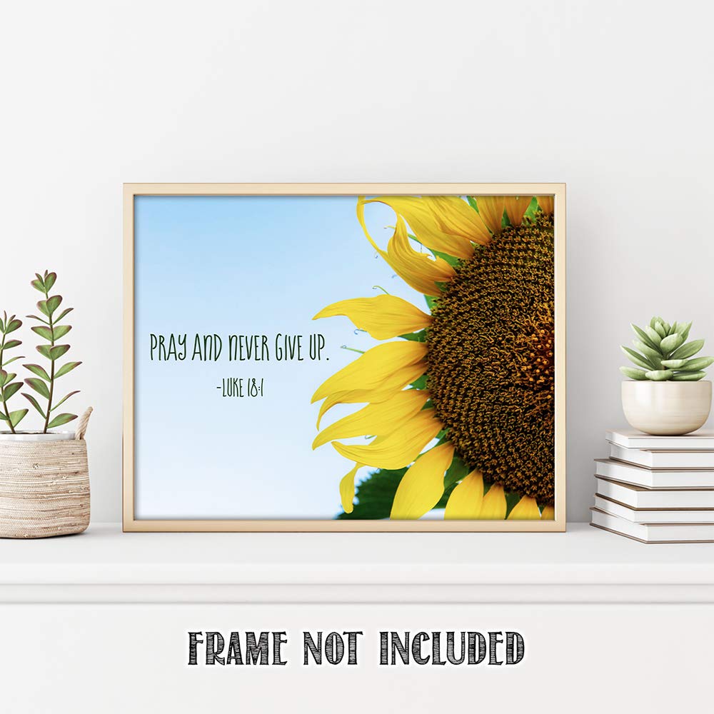 TJ Originals - Luke 1:45 Bible Verse Wall Art Print | Blessed is She Christian Scripture Decor | 11x14 Unframed Religious Home & Office Decor | Perfect Christian Gift for Women, Bible Study, Prayer Room & Faith-Based Weddings (Sunflower Design)