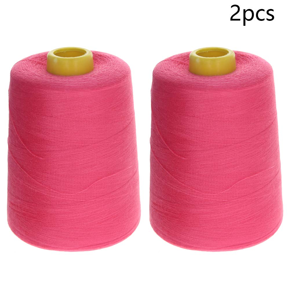 Bettomshin 2-Pack High-Quality Polyester Serger Thread - 8000 Yards Per Spool (402 Dia) - Machine & Hand Sewing Embroidery Thread in Light Red 161 - Perfect for Quilting, Garment Construction & Serger Overlocking