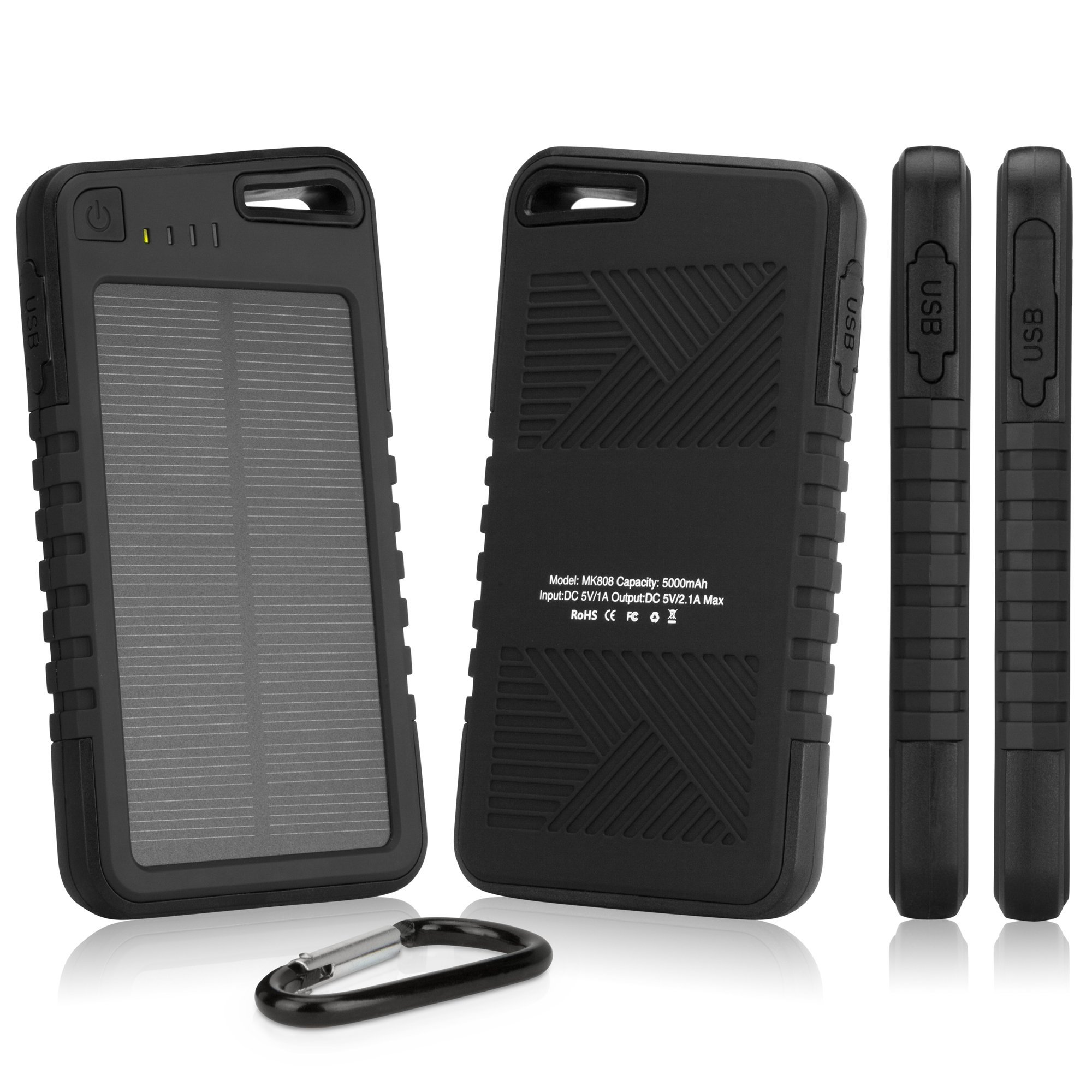 BoxWave 10000mAh Solar Power Bank - Compatible with Kindle Fire HD 8.9 (2nd Gen 2012), Portable Solar Charger with Backup Battery for Camping, Hiking & Emergency Power Outages - Jet Black