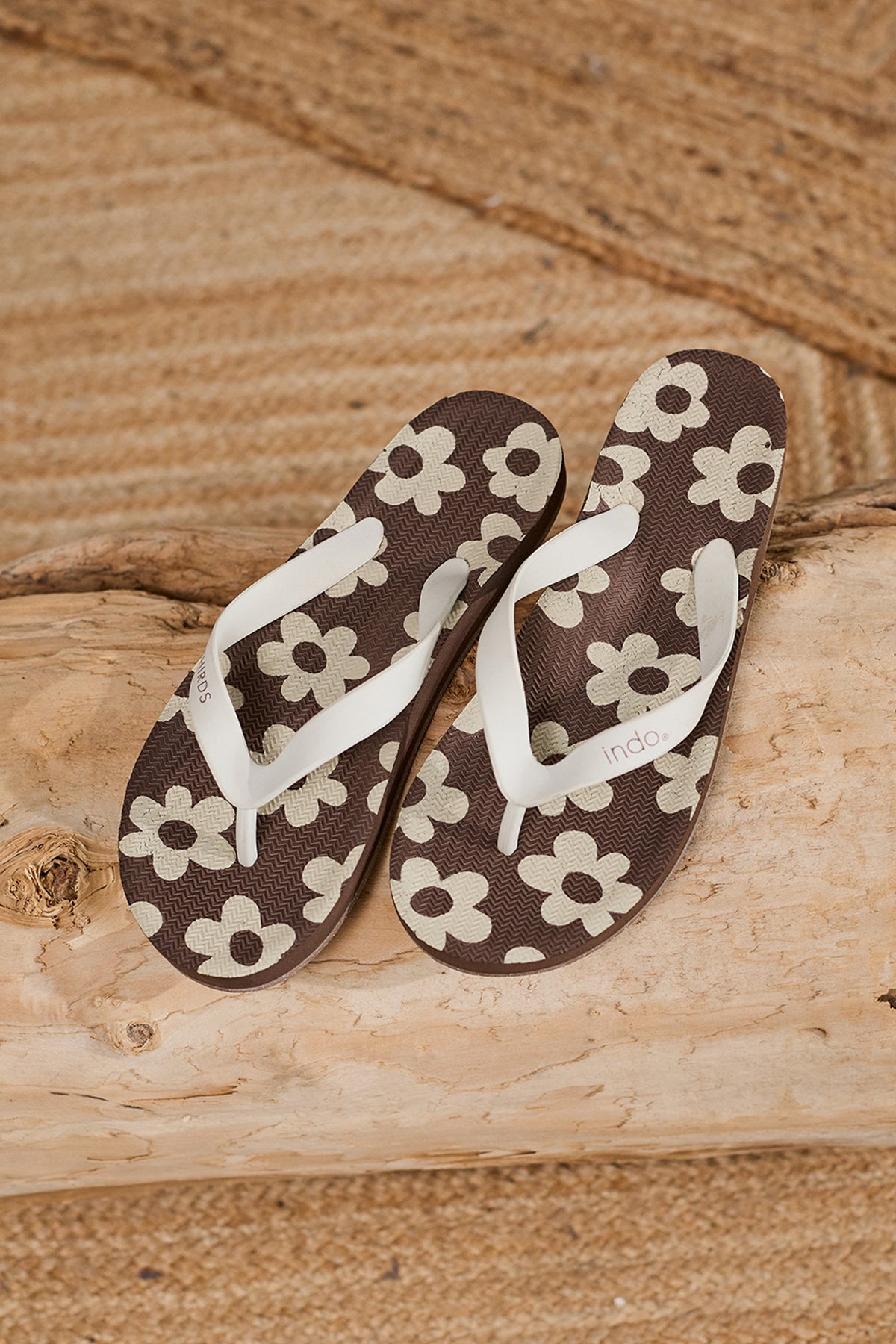 Indosole Kita Chocolate Daisies Sandals - Eco-Friendly Flip Flops for Women & Men | Perfect for Beach, Pool & Summer Vacations