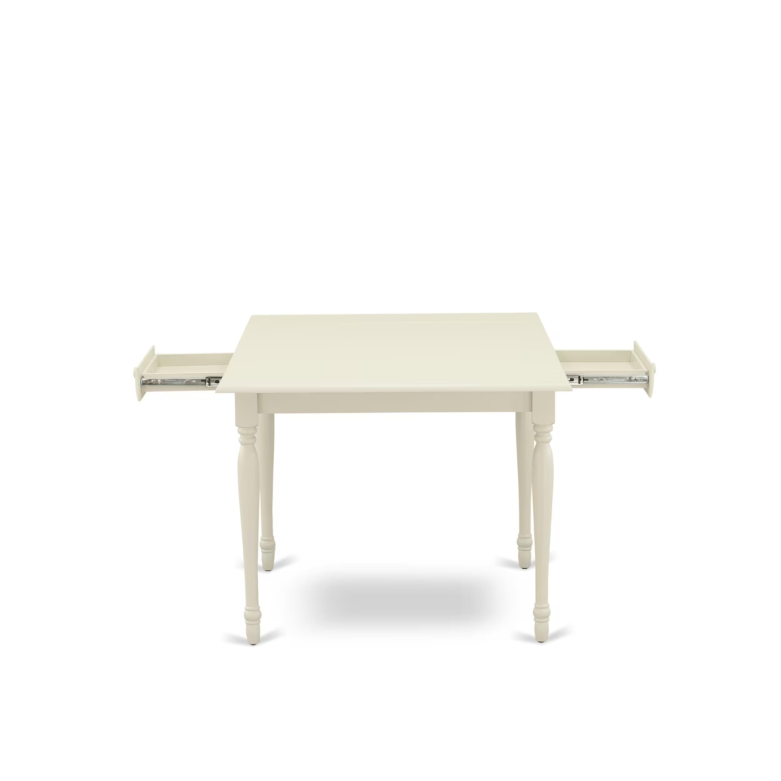 East West Furniture MZNO3-LWH-W 3-Piece Kitchen Table Set for Small Spaces - 36x54 Inch Rectangle Drop Leaf Dining Table with 2 Solid Wood Chairs, Linen White - Perfect for Apartments, Breakfast Nooks & Cozy Dining Areas