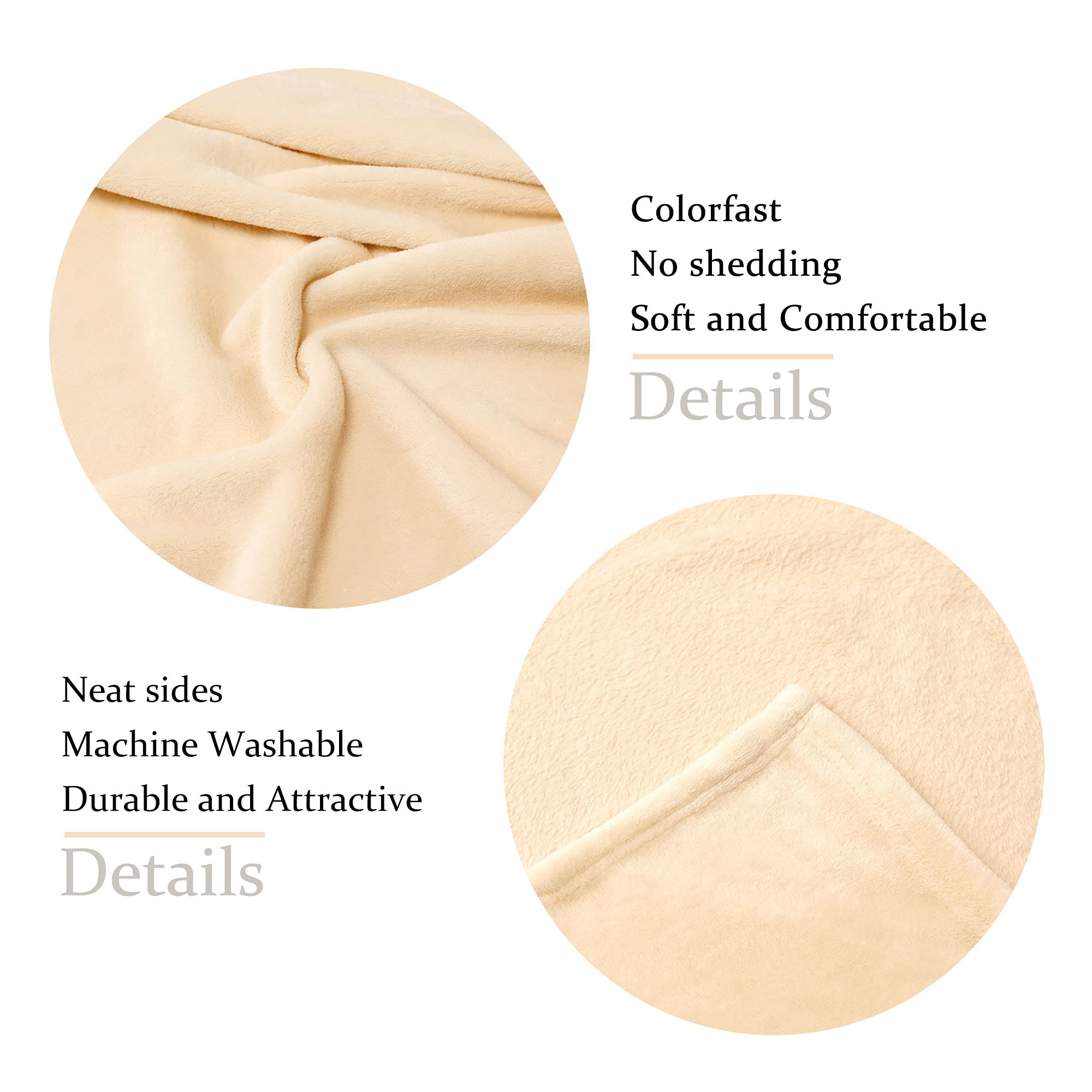 NANPIPER Super Soft Fleece Blanket - Luxury Plush Microfiber Flannel Throw for Bed, Couch & Sofa - Cozy Warm Twin Size Blanket in Beige - Perfect for Winter Nights, Movie Time & Relaxation