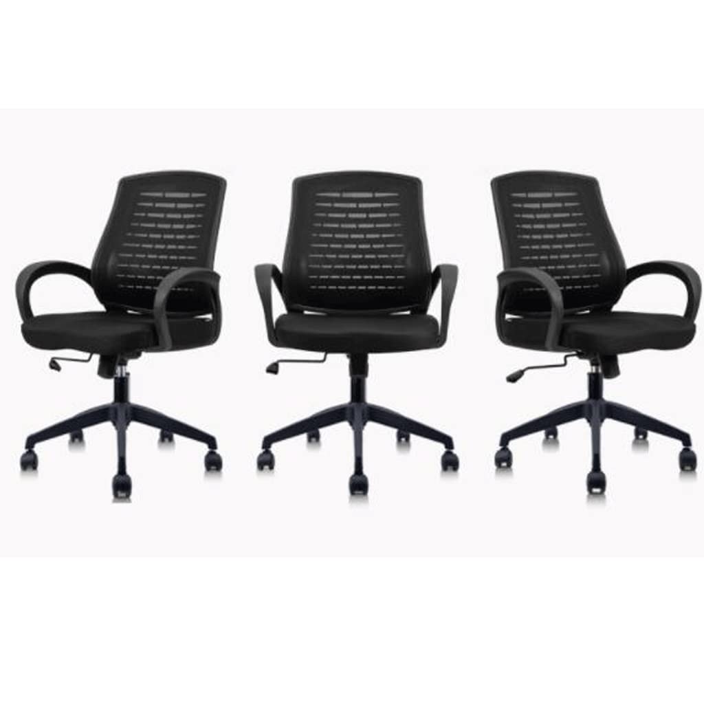 Ergonomic Black Mesh Office Chair with Fixed Armrests & Lumbar Support - Comfortable Computer Desk Chair for Home Office, Study, Gaming & Workspaces