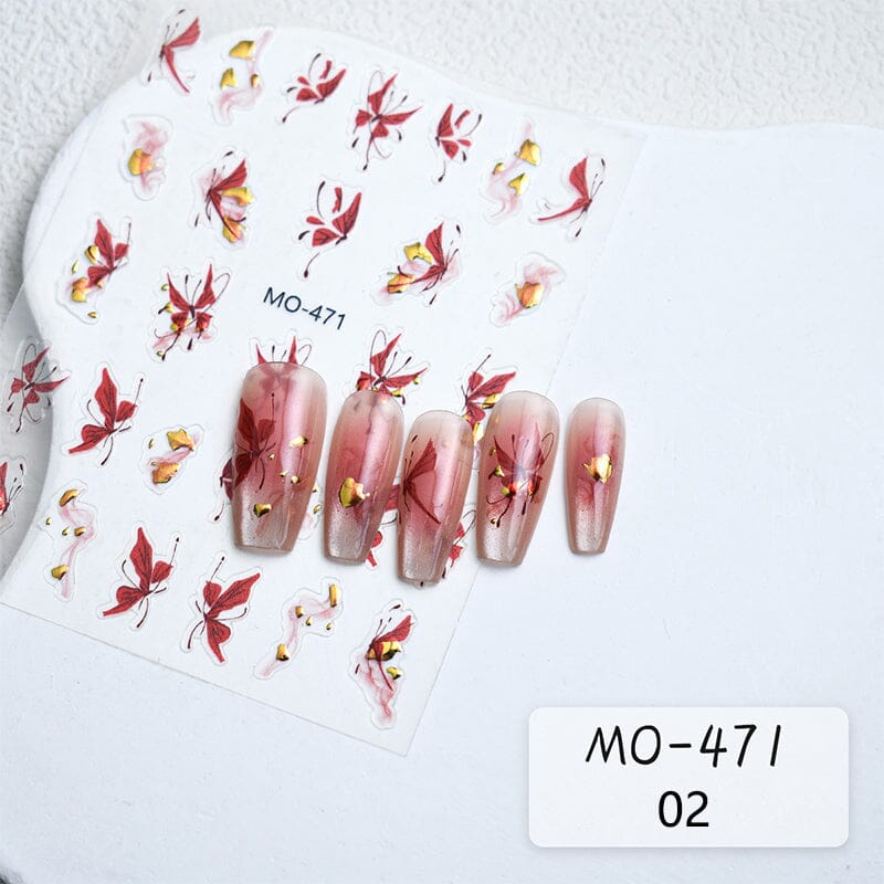3D Gold Bronzing Butterfly Nail Stickers - M0 470 472 - Elegant Nail Art Decals for Parties, Weddings & Special Occasions
