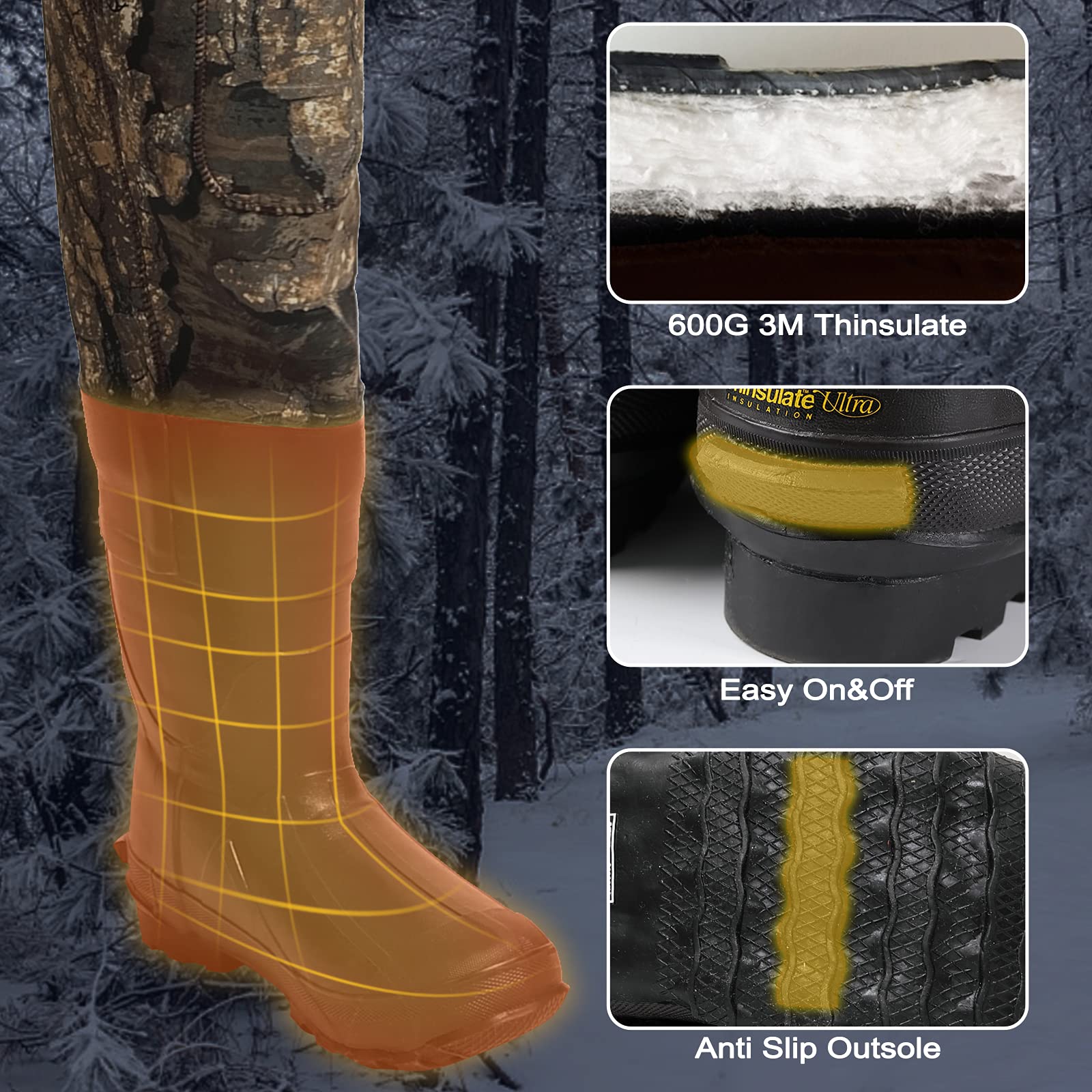 **Realtree Timber 600G Insulated Waterproof Neoprene Bootfoot Chest Waders for Men – Hunting & Fishing Gear – Ideal for Duck Hunting, Fly Fishing & Outdoor Adventures**