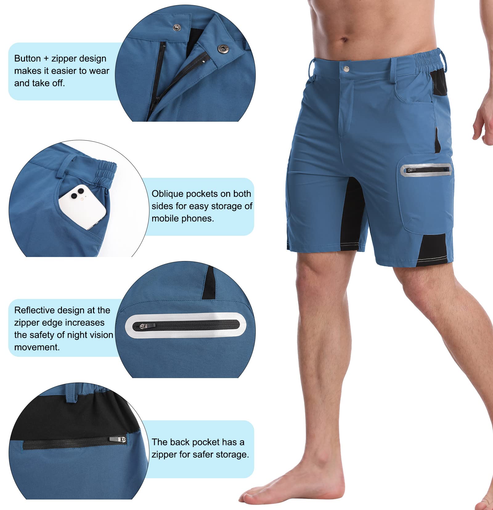 Surenow Men's Hiking Cargo Shorts - Lightweight Quick-Dry Outdoor Shorts for Summer, Fishing, Camping & Travel - Durable & Comfortable for Active Adventures