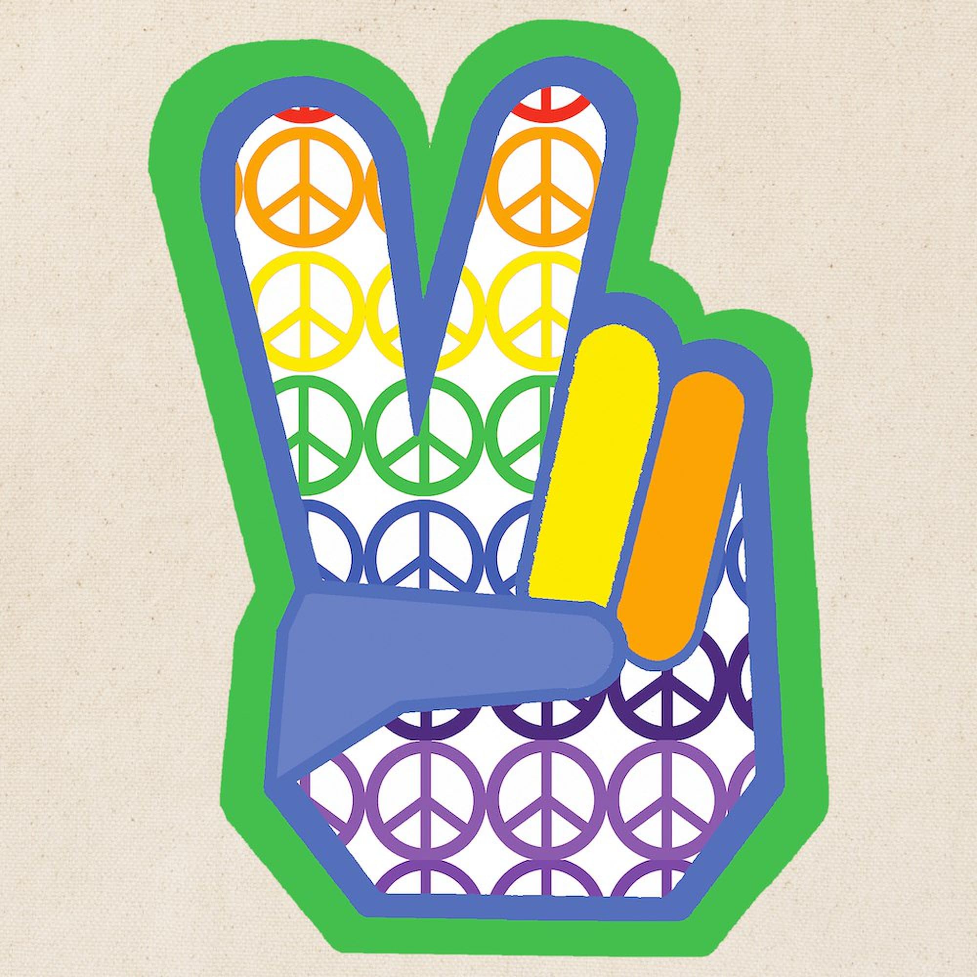 Rainbow Peace Sign Canvas Tote Bag - Eco-Friendly Reusable Shopping Bag for Groceries, Beach & Daily Use | Natural Cotton Handbag for Women & Men