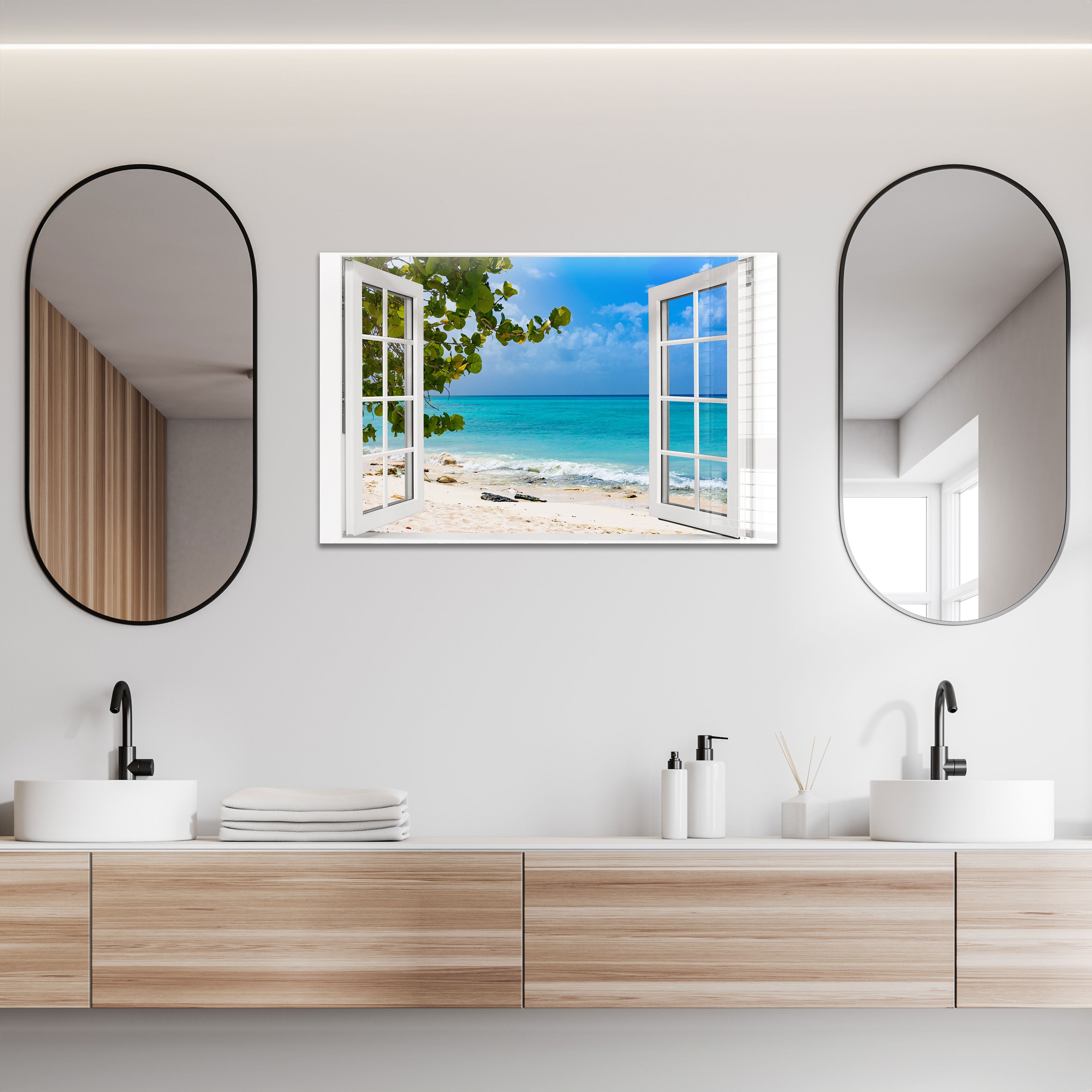 Stunning Beach View Window Decals - Perfect for Home, Office & Relaxation Spaces | Coastal Scenery Wall Art for Decor