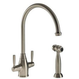 Hamat EXDH 4000 AB Antique Brass Traditional Kitchen Faucet with Side Spray - Perfect for Farmhouse, Vintage, and Rustic Style Kitchens