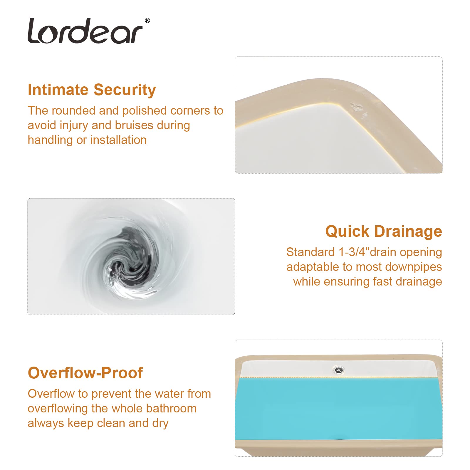 Lordear 20x15 Inch Undermount Bathroom Sink - White Porcelain Ceramic Vanity Sink Basin with Overflow - Rectangle Under Counter Lavatory for Modern Bathrooms (Perfect for Home Renovation & Guest Bathroom Upgrades)