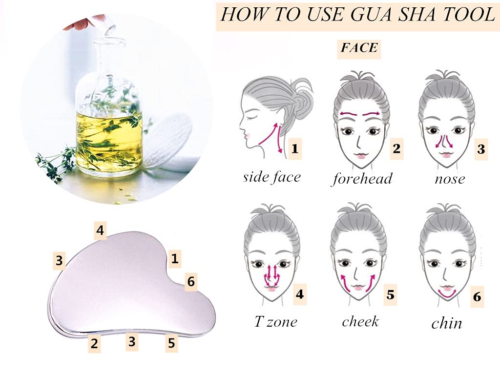 Premium Stainless Steel Gua Sha Tool with Travel Pouch - Anti-Aging Facial Massager for Skin Tightening, Lymphatic Drainage & Relaxation - Ideal for Face, Eye, Neck & Body Care - Perfect for Home Spa, Travel & Self-Care Routine