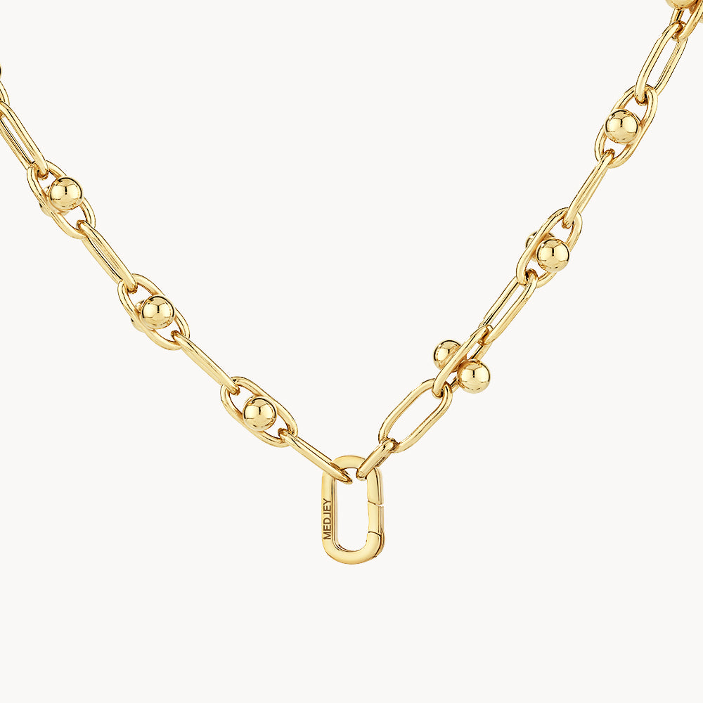 Gold Bauble Paperclip Chain Necklace - Trendy Layering Jewelry for Women, Perfect for Everyday Wear & Special Occasions