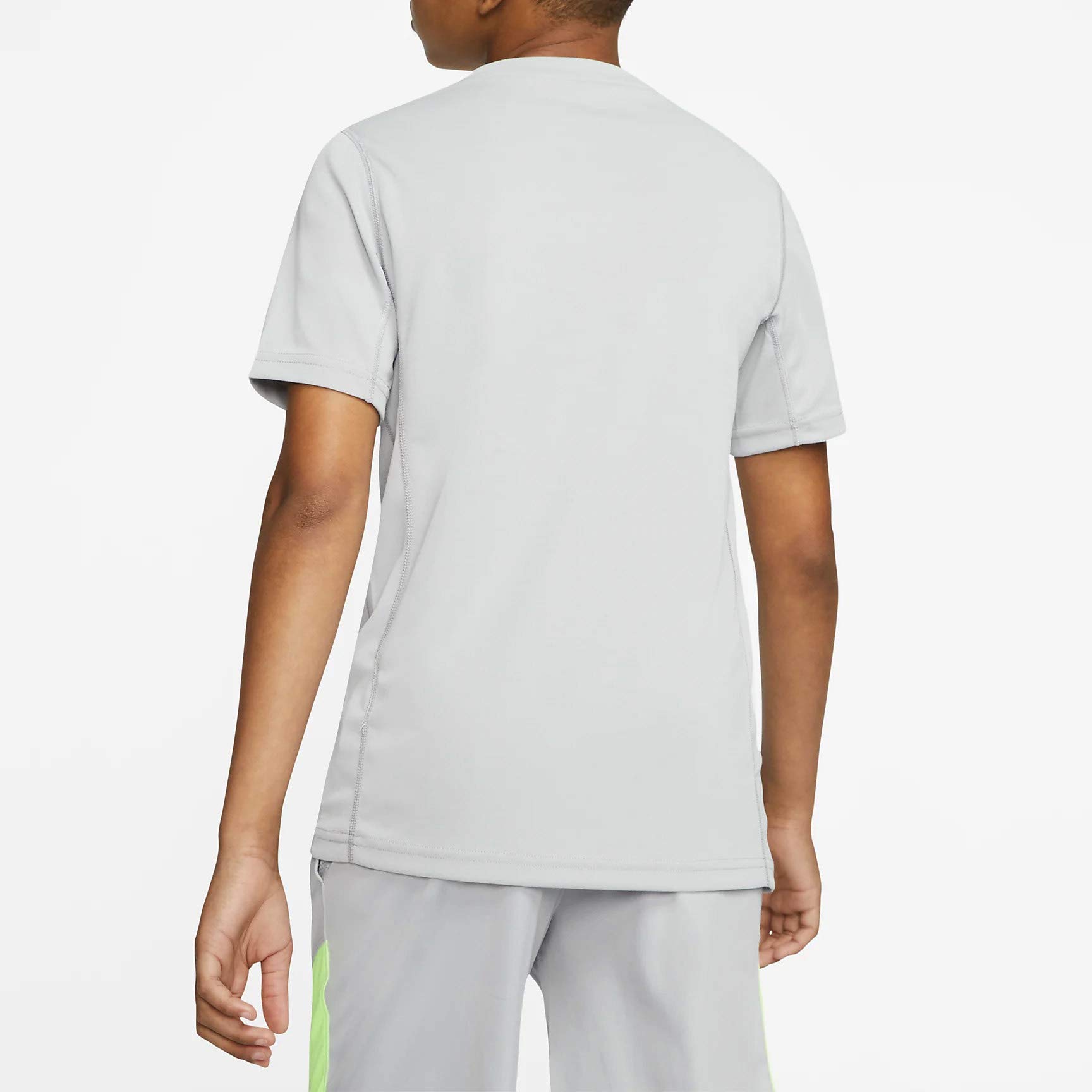 Nike Kids Boys HBR+ Perforated Short Sleeve T-Shirt - Light Smoke Grey & Ghost Green - Size 8 (Big Kids) - Breathable & Comfortable for Sports & Outdoor Activities
