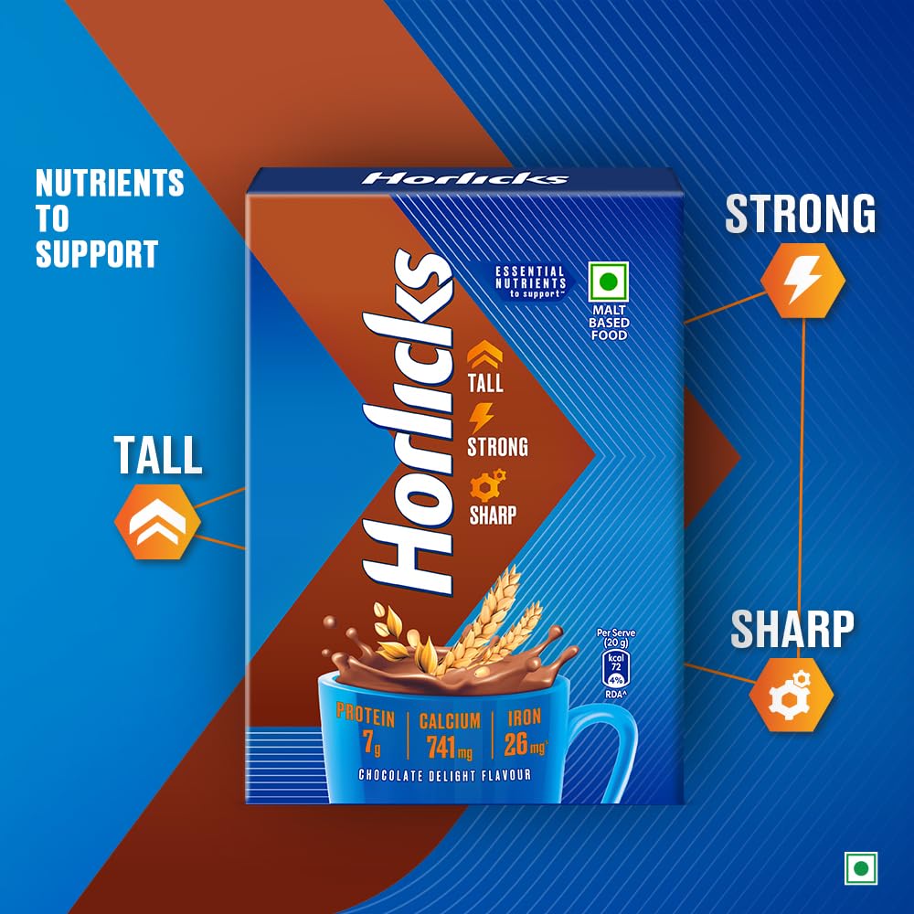 Horlicks Chocolate Nutrition Drink Powder - 500g Carton | Rich in Vitamins & Minerals for Kids & Adults | Perfect for Breakfast, Post-Workout & Healthy Snacking