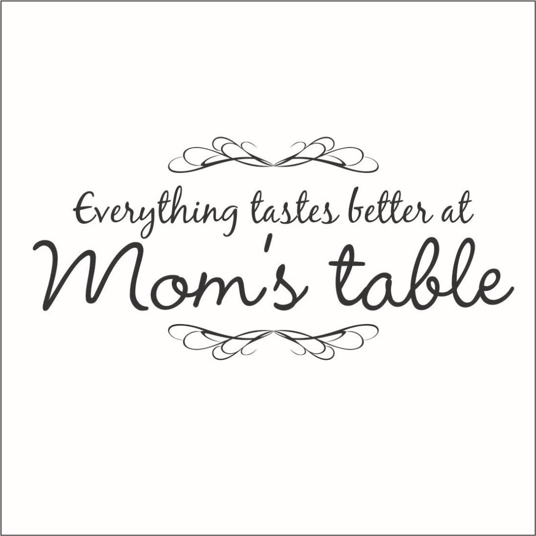 Omega 'Everything Tastes Better at Mom's Table' Vinyl Sticker - Small Size - Metallic Copper Finish - Perfect for Laptops, Water Bottles & DIY Home Decor