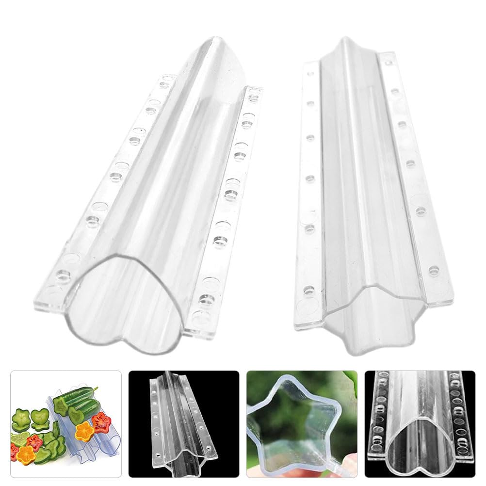 Yardwe 10PCS Plastic Cucumber Shaping Molds - Star & Heart Shaped Fruit & Vegetable Forming Tools for Garden DIY, Food Decoration, and Kids Cooking Activities