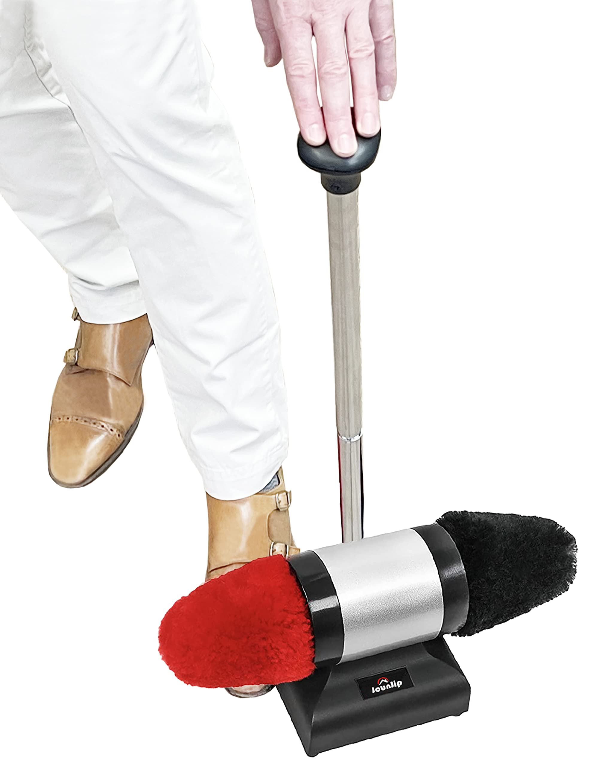 JOUNJIP Electric Shoe Shine Polisher - Premium Shoe Cleaning Kit with 4 Buffing Pads & 100% Natural Lambswool - Perfect for Leather Shoes, Boots & Dress Shoes at Home or Office