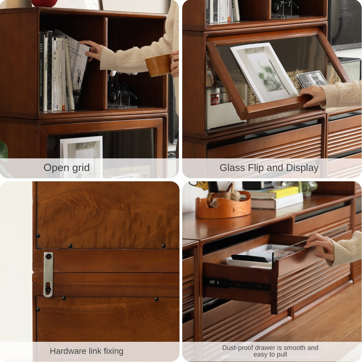 Solid Wood Medieval Floor TV Cabinet - Black Walnut, Cherry, Poplar - Perfect for Living Room, Bedroom & Home Theater Setup