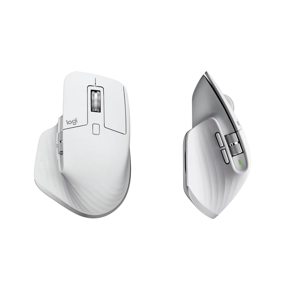 Logitech MX Master 3S Wireless Bluetooth Mouse for Mac - Ergonomic Design, Ultra-Fast Scrolling, 8K DPI Precision, Glass Surface Tracking, Silent Clicks, USB-C Charging - Compatible with MacBook, iPad (Pale Grey) - Perfect for Graphic Design, Video Editing & Office Work
