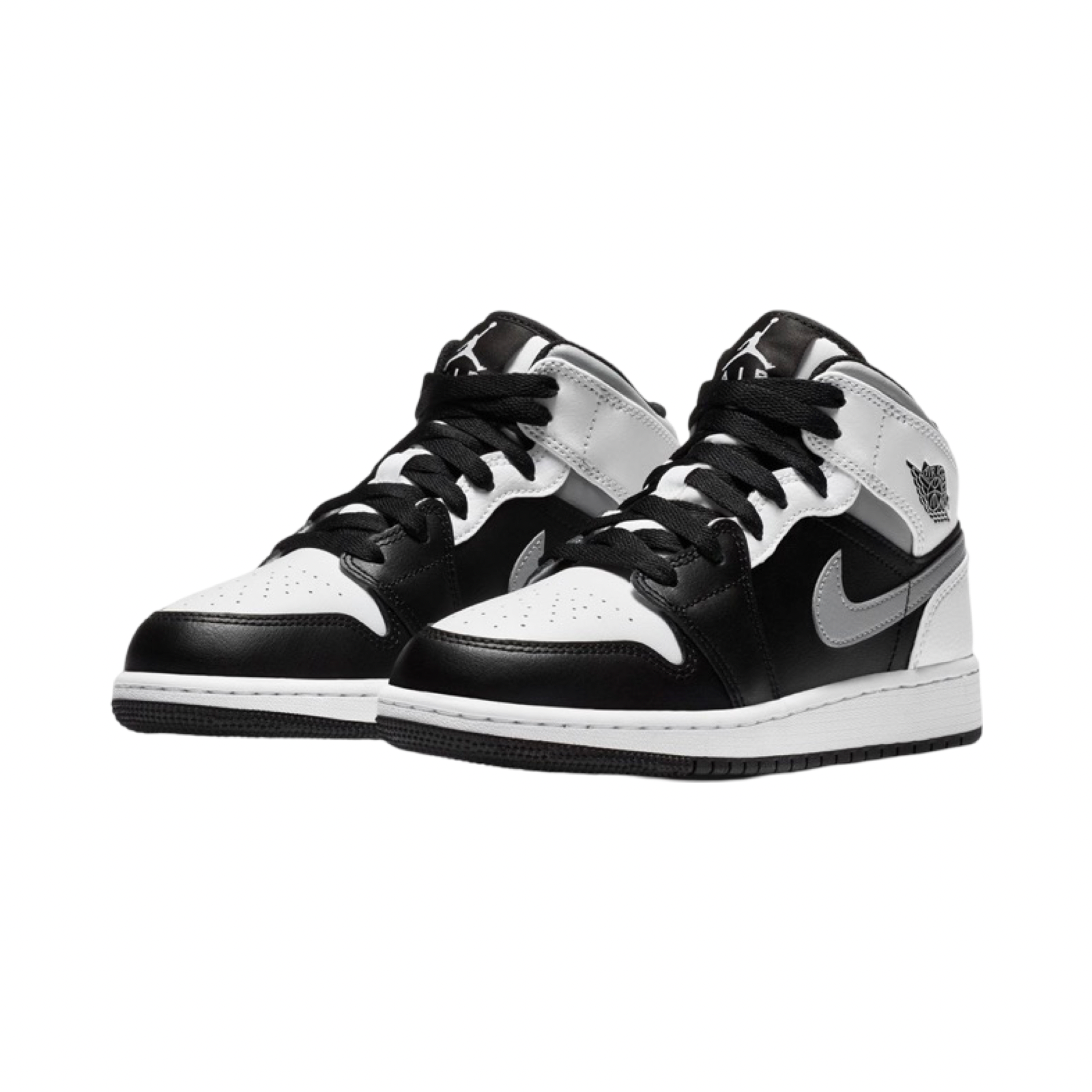 Air Jordan 1 Mid GS Sneakers - White Shadow Black Grey Basketball Shoes for Women & Girls - Perfect for Casual Wear, Gym & Street Fashion