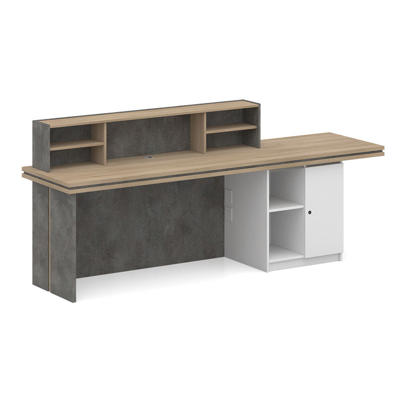 JARIN 2.4M Left Panel Reception Desk in Carbon Grey & White - Modern Office Furniture for Corporate Lobby, Hotel Front Desk & Business Reception Areas