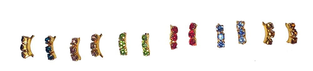 ASSA Nose Rings for Women - 6 Pairs Multicolor Nose Studs with 3 Stones - Hypoallergenic Stainless Steel Nose Hoops - Perfect for Parties, Festivals & Everyday Wear