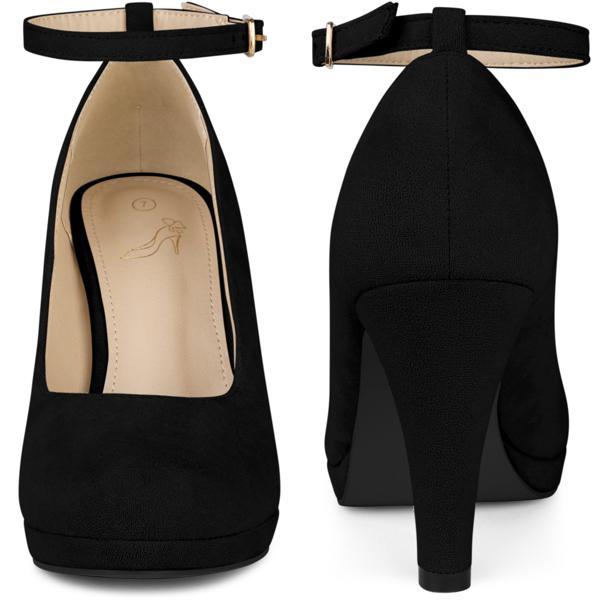 Perphy Women's Mary Jane Pumps - Round Toe Stiletto Heels for Dressy Occasions, Work & Date Nights