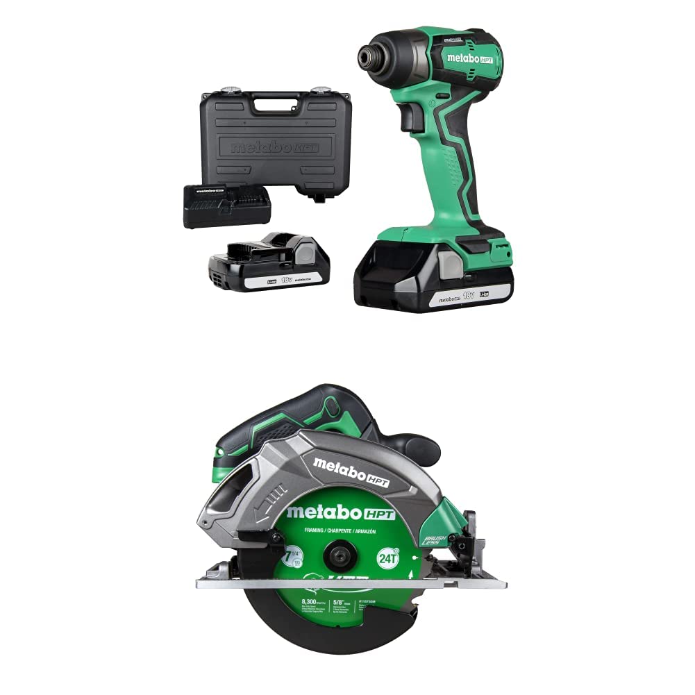 Metabo HPT 18V Cordless Impact Driver & MultiVolt™ Circular Saw Combo (Tool Only) - Perfect for DIY Home Projects and Professional Construction Work