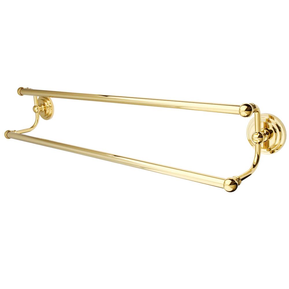 Polished Brass 24-Inch Double Towel Bar - Bathroom Towel Rack BA2713PB for Modern & Luxury Bathroom Decor - Perfect for Bathrooms, Spas, and Guest Rooms