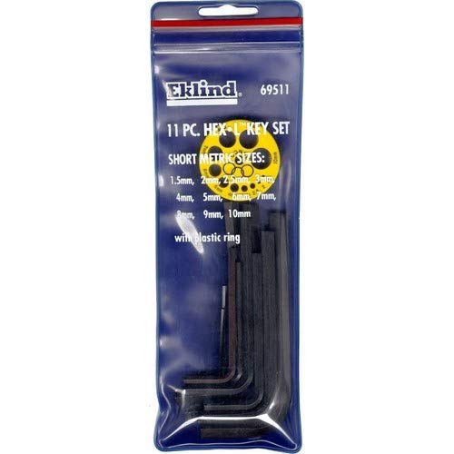 EKLIND 69511 11-Piece Hex Key Set - Metric Ball End L-Wrench Set with Storage Ring for Bikes, Motorcycles & DIY Projects