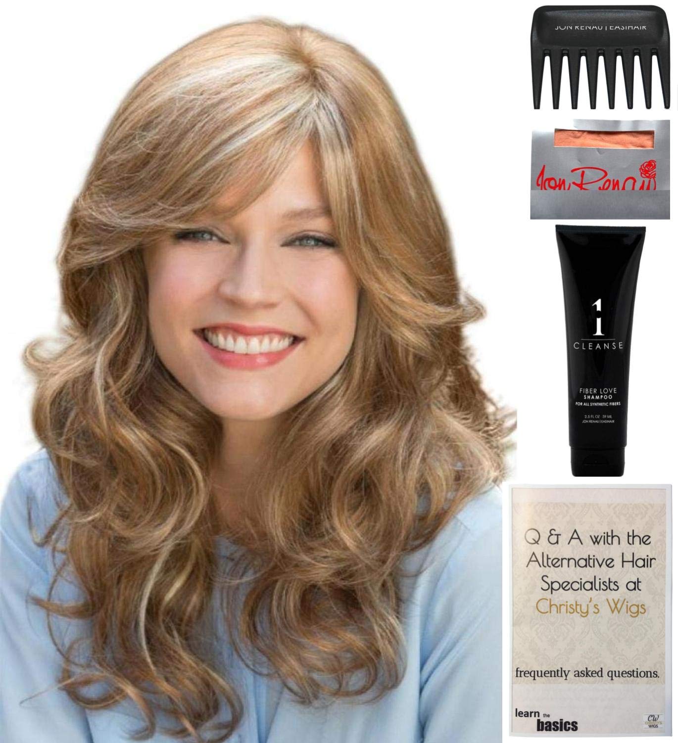 Amore Brittany Wig Bundle - 5 Piece Set with Dark Chocolate Synthetic Hair, Wig Cap, Wide Tooth Comb, Travel Size Shampoo & Styling Guide Book | Perfect for Cosplay, Costume Parties & Everyday Wear