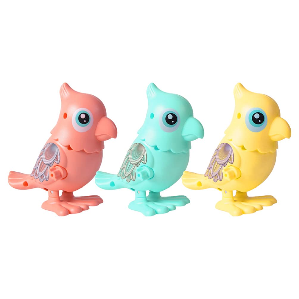Wind Up Parrot Toy - 3 Pack Clockwork Walking Bird Toy for Kids, Toddler Party Favors & Tabletop Decor | Fun Interactive Animal Toy for Birthday Gifts, Classroom Rewards & Playtime Activities