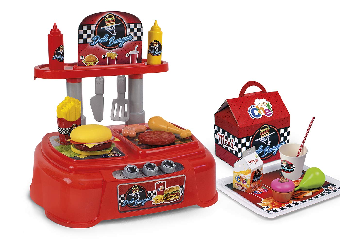 Educa Chicos LE P'TIT Chef Deli Burger Kids Kitchen Playset - Pretend Play Kitchen Toys for Ages 3+ - Perfect for Home, Preschool, and Birthday Party Fun